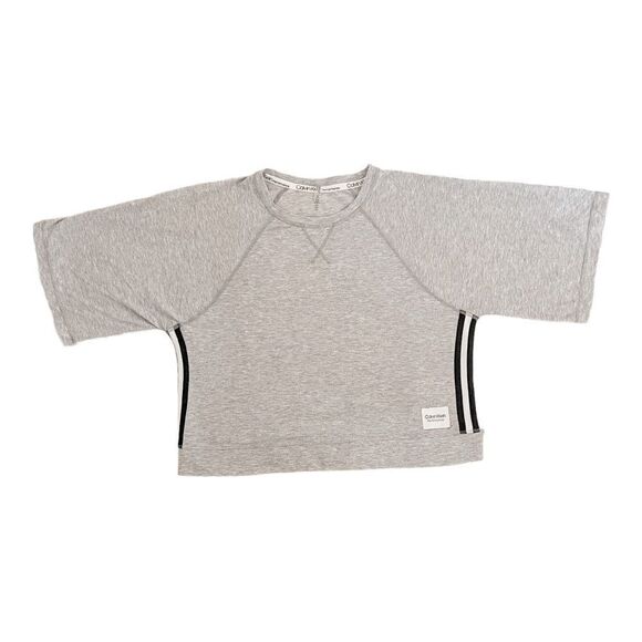 Calvin Klein Grey Short Sleeve Loungewear Athleisure Pullover Sweatshirt SZ M - Picture 2 of 9